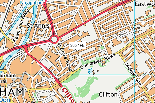 S65 1PE map - OS VectorMap District (Ordnance Survey)