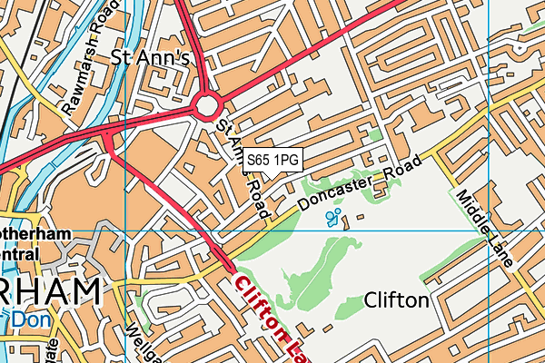 S65 1PG map - OS VectorMap District (Ordnance Survey)