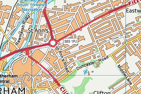 S65 1PJ map - OS VectorMap District (Ordnance Survey)
