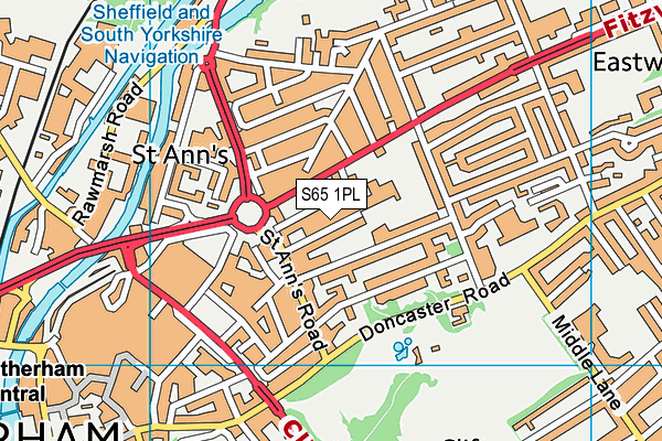 S65 1PL map - OS VectorMap District (Ordnance Survey)