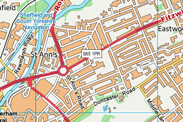 S65 1PR map - OS VectorMap District (Ordnance Survey)