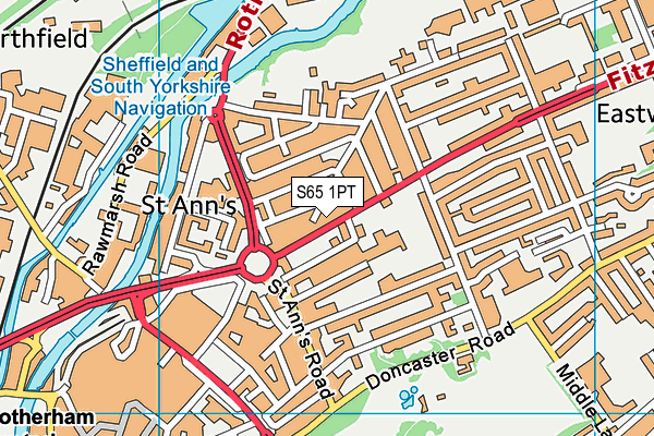 S65 1PT map - OS VectorMap District (Ordnance Survey)