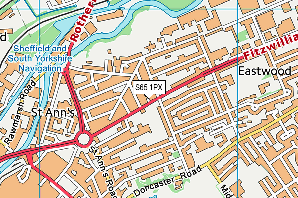 S65 1PX map - OS VectorMap District (Ordnance Survey)