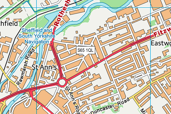 S65 1QL map - OS VectorMap District (Ordnance Survey)