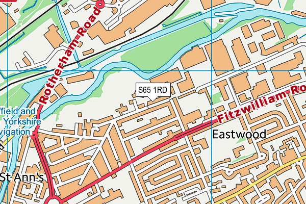 Eldon Road Recreation Ground map (S65 1RD) - OS VectorMap District (Ordnance Survey)