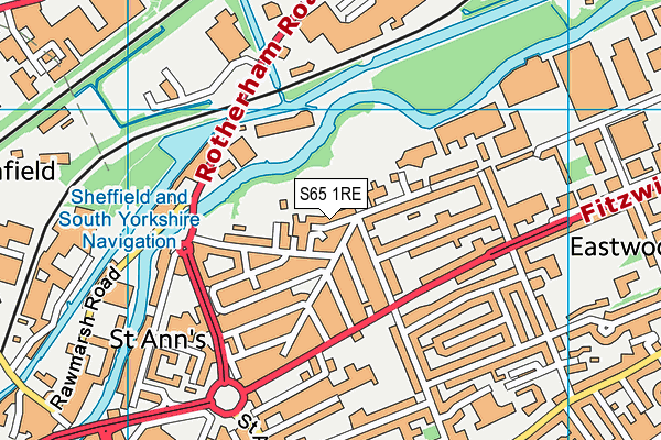 S65 1RE map - OS VectorMap District (Ordnance Survey)