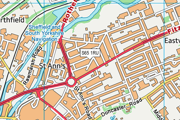 S65 1RU map - OS VectorMap District (Ordnance Survey)