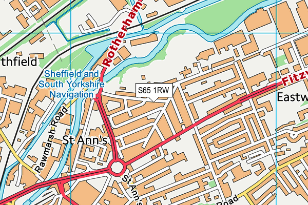 S65 1RW map - OS VectorMap District (Ordnance Survey)