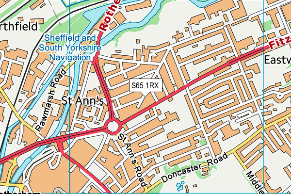 S65 1RX map - OS VectorMap District (Ordnance Survey)