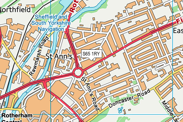 S65 1RY map - OS VectorMap District (Ordnance Survey)