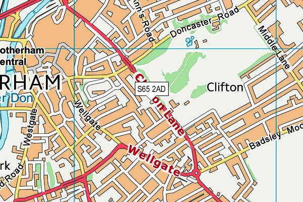 S65 2AD map - OS VectorMap District (Ordnance Survey)