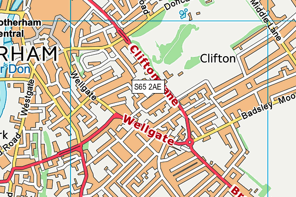 S65 2AE map - OS VectorMap District (Ordnance Survey)