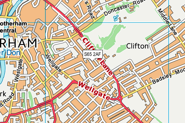 S65 2AF map - OS VectorMap District (Ordnance Survey)