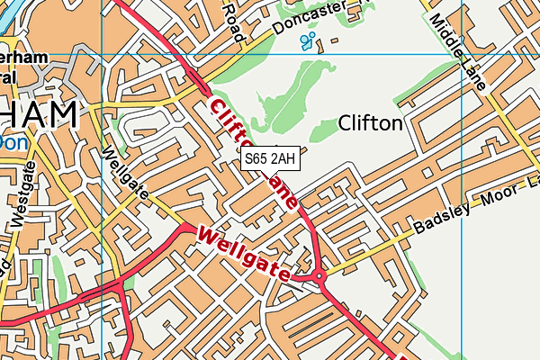 S65 2AH map - OS VectorMap District (Ordnance Survey)