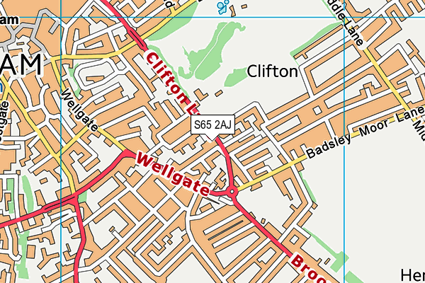 S65 2AJ map - OS VectorMap District (Ordnance Survey)