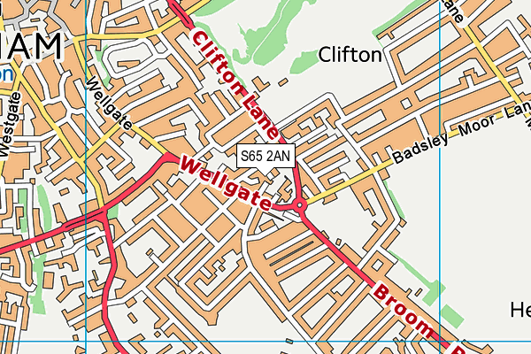 S65 2AN map - OS VectorMap District (Ordnance Survey)