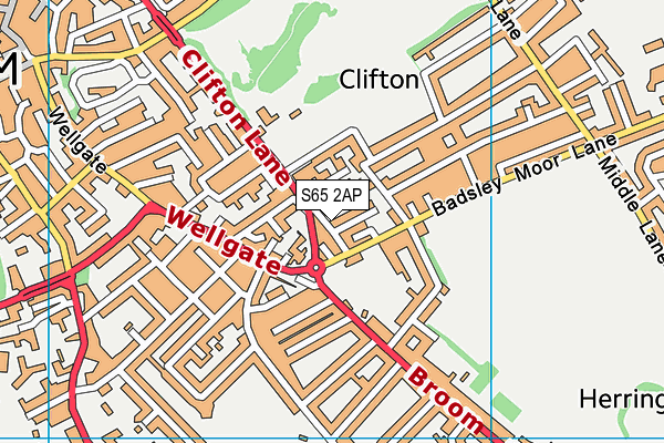 S65 2AP map - OS VectorMap District (Ordnance Survey)