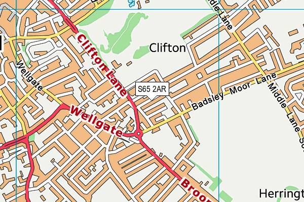 S65 2AR map - OS VectorMap District (Ordnance Survey)