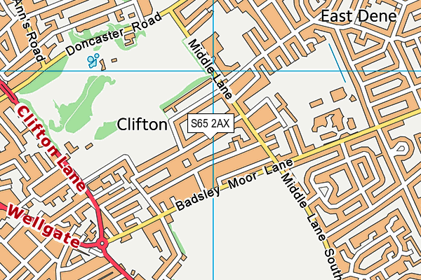 S65 2AX map - OS VectorMap District (Ordnance Survey)