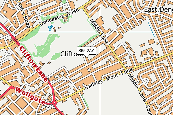 S65 2AY map - OS VectorMap District (Ordnance Survey)