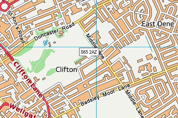 S65 2AZ map - OS VectorMap District (Ordnance Survey)