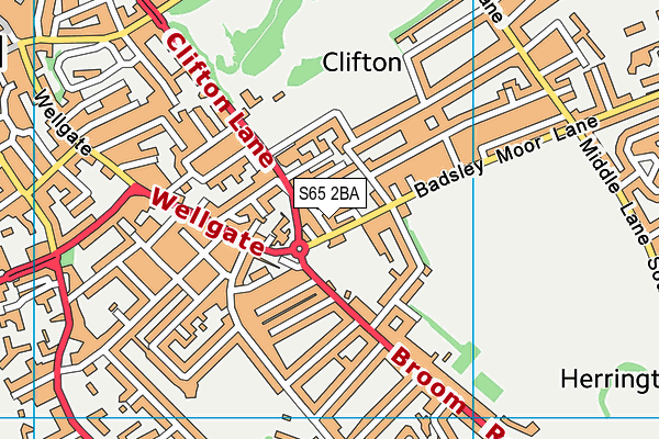 S65 2BA map - OS VectorMap District (Ordnance Survey)