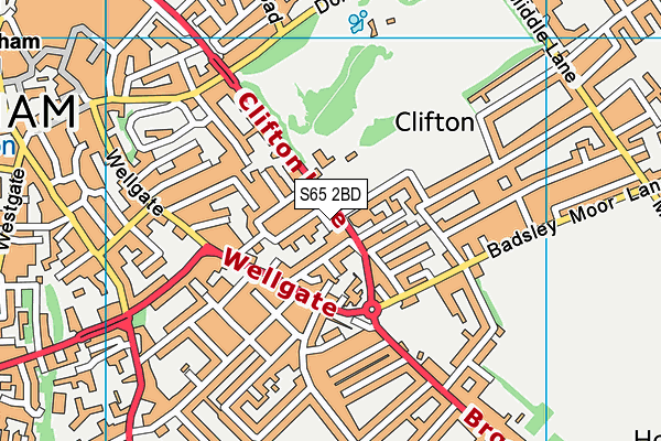 S65 2BD map - OS VectorMap District (Ordnance Survey)