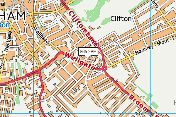 S65 2BE map - OS VectorMap District (Ordnance Survey)