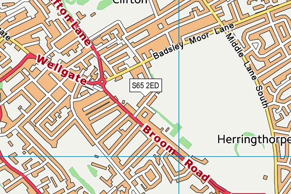 Herringthorpe Playing Fields map (S65 2ED) - OS VectorMap District (Ordnance Survey)