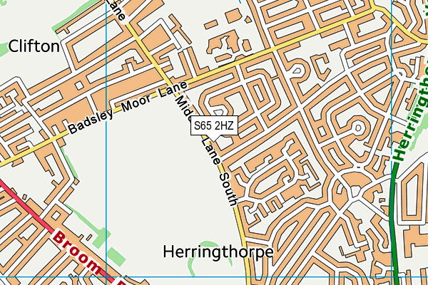 S65 2HZ map - OS VectorMap District (Ordnance Survey)