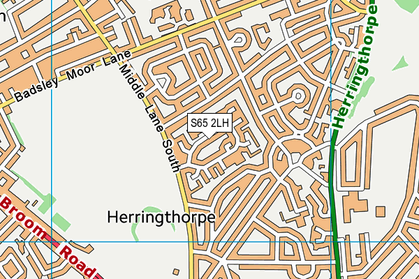 S65 2LH map - OS VectorMap District (Ordnance Survey)