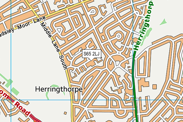 S65 2LJ map - OS VectorMap District (Ordnance Survey)