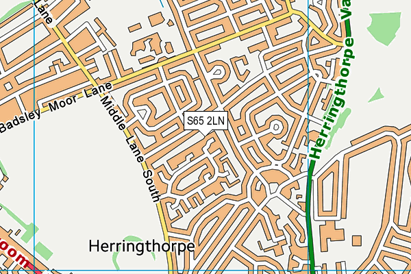 S65 2LN map - OS VectorMap District (Ordnance Survey)