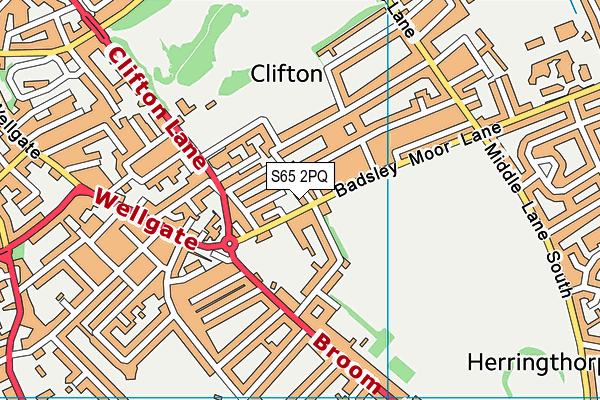 S65 2PQ map - OS VectorMap District (Ordnance Survey)