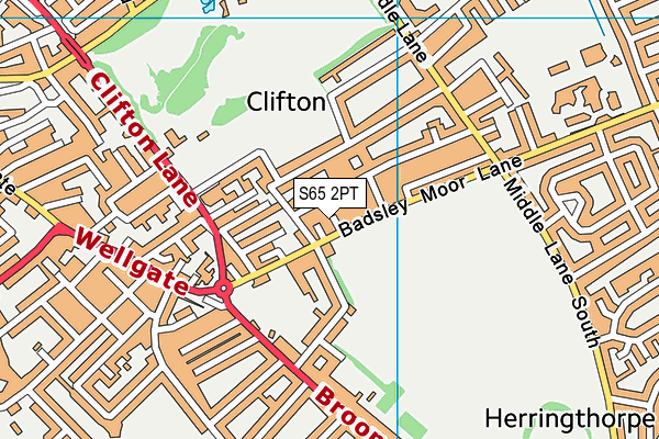 S65 2PT map - OS VectorMap District (Ordnance Survey)