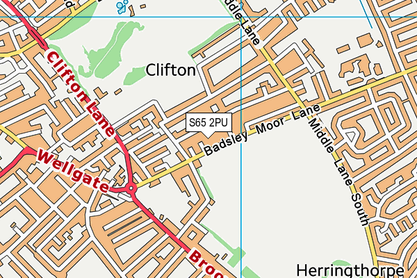 S65 2PU map - OS VectorMap District (Ordnance Survey)