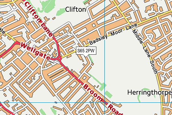 S65 2PW map - OS VectorMap District (Ordnance Survey)