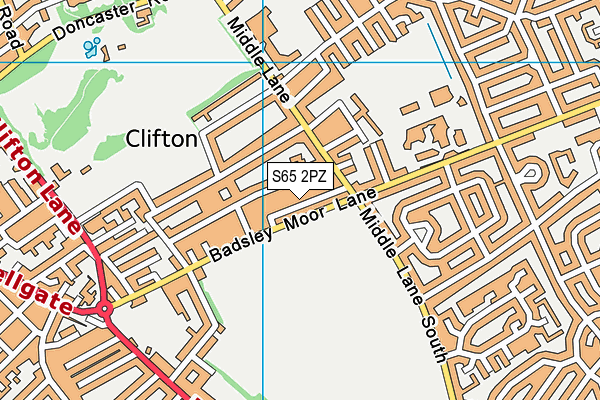 S65 2PZ map - OS VectorMap District (Ordnance Survey)