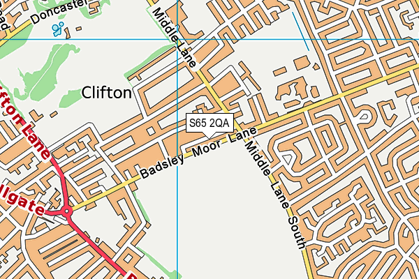 S65 2QA map - OS VectorMap District (Ordnance Survey)