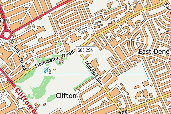 Clifton Community School map (S65 2SN) - OS VectorMap District (Ordnance Survey)