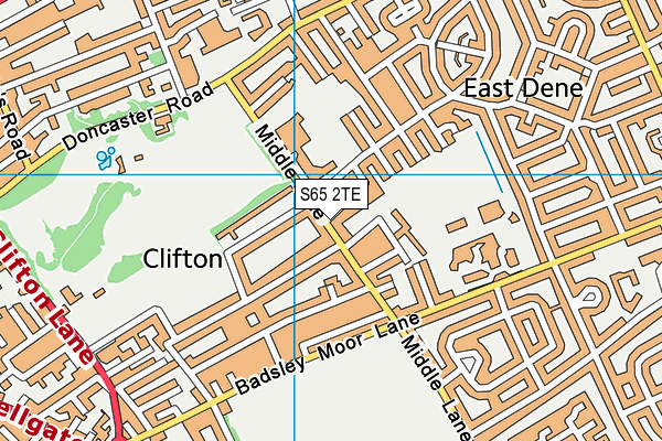 S65 2TE map - OS VectorMap District (Ordnance Survey)