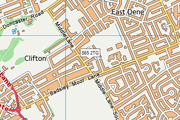 S65 2TG map - OS VectorMap District (Ordnance Survey)