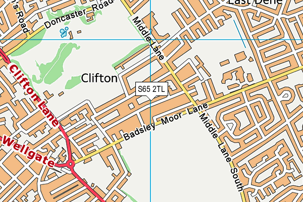 S65 2TL map - OS VectorMap District (Ordnance Survey)