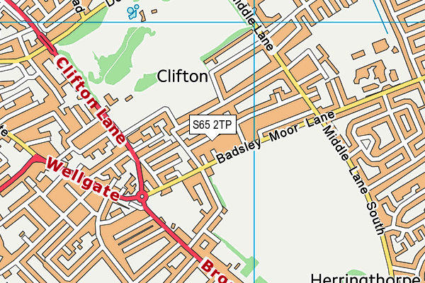 S65 2TP map - OS VectorMap District (Ordnance Survey)