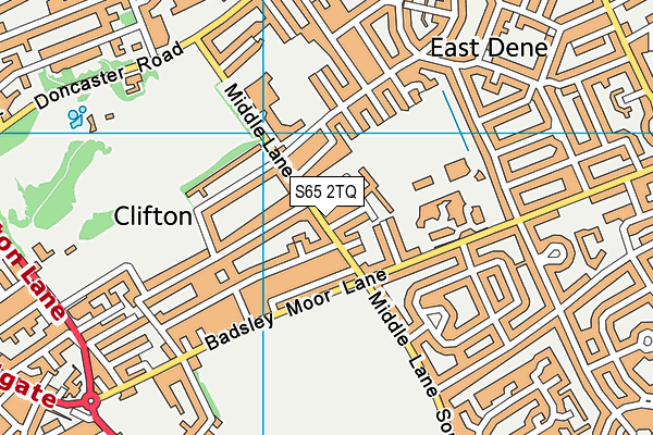Clifton Methodist Church Hall map (S65 2TQ) - OS VectorMap District (Ordnance Survey)