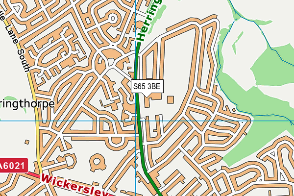 St Bernard's Catholic High School map (S65 3BE) - OS VectorMap District (Ordnance Survey)
