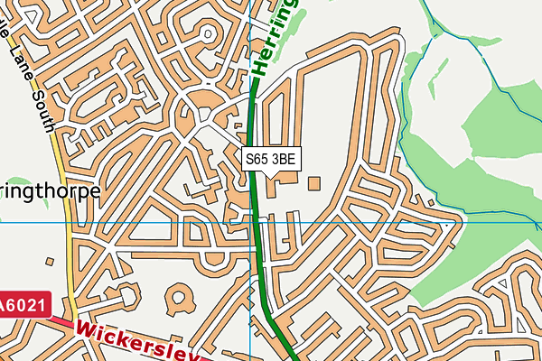 St Bernards Catholic High School map (S65 3BE) - OS VectorMap District (Ordnance Survey)