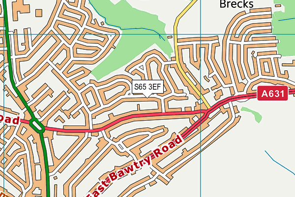 S65 3EF map - OS VectorMap District (Ordnance Survey)