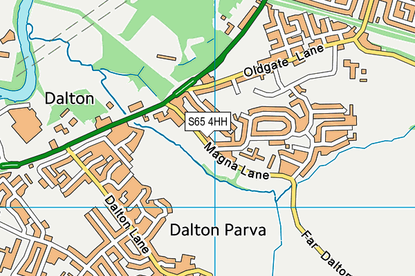 Magna Lane Recreation Ground (Closed) map (S65 4HH) - OS VectorMap District (Ordnance Survey)