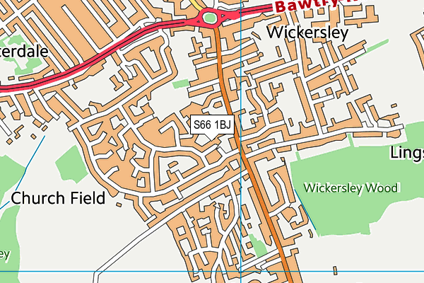 S66 1BJ map - OS VectorMap District (Ordnance Survey)